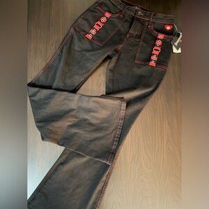 Skelanimals Black Denim Pants with Red Accents